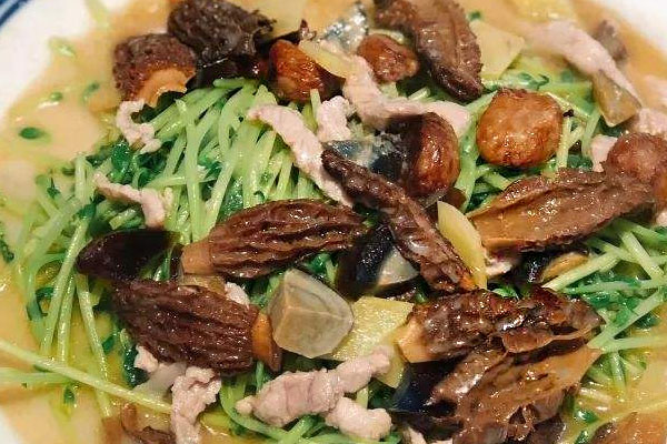 羊肚菌濃湯煨豆苗的做法 羊肚菌濃湯煨豆苗的做法