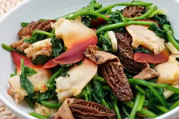 羊肚菌炒北極貝菠菜的做法，有哪些功效作用